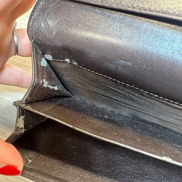 Gucci Canvas Long Wallet- Rare Brown Wood Magnet Clasp Vintage Monogram - Picture 9 of 16